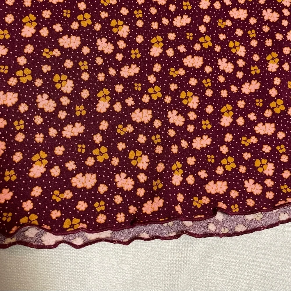 New Free People IRL Mini Plum Floral Skirt Size 2